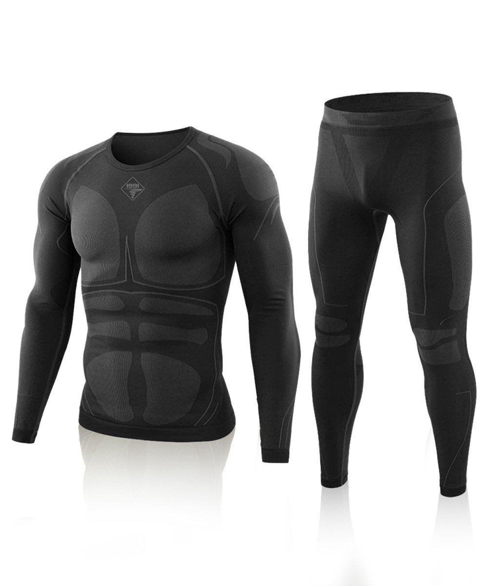 Seamless thermal underwear set "1991" (black)
