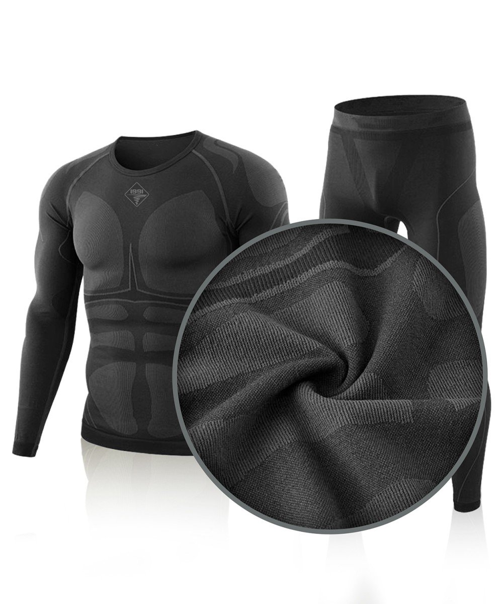 Seamless thermal underwear set "1991" (black)