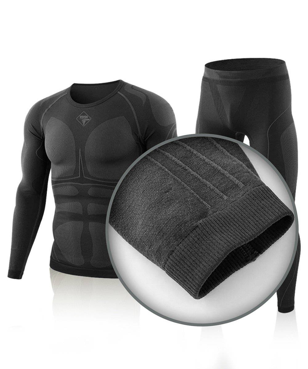 Seamless thermal underwear set "1991" (black)