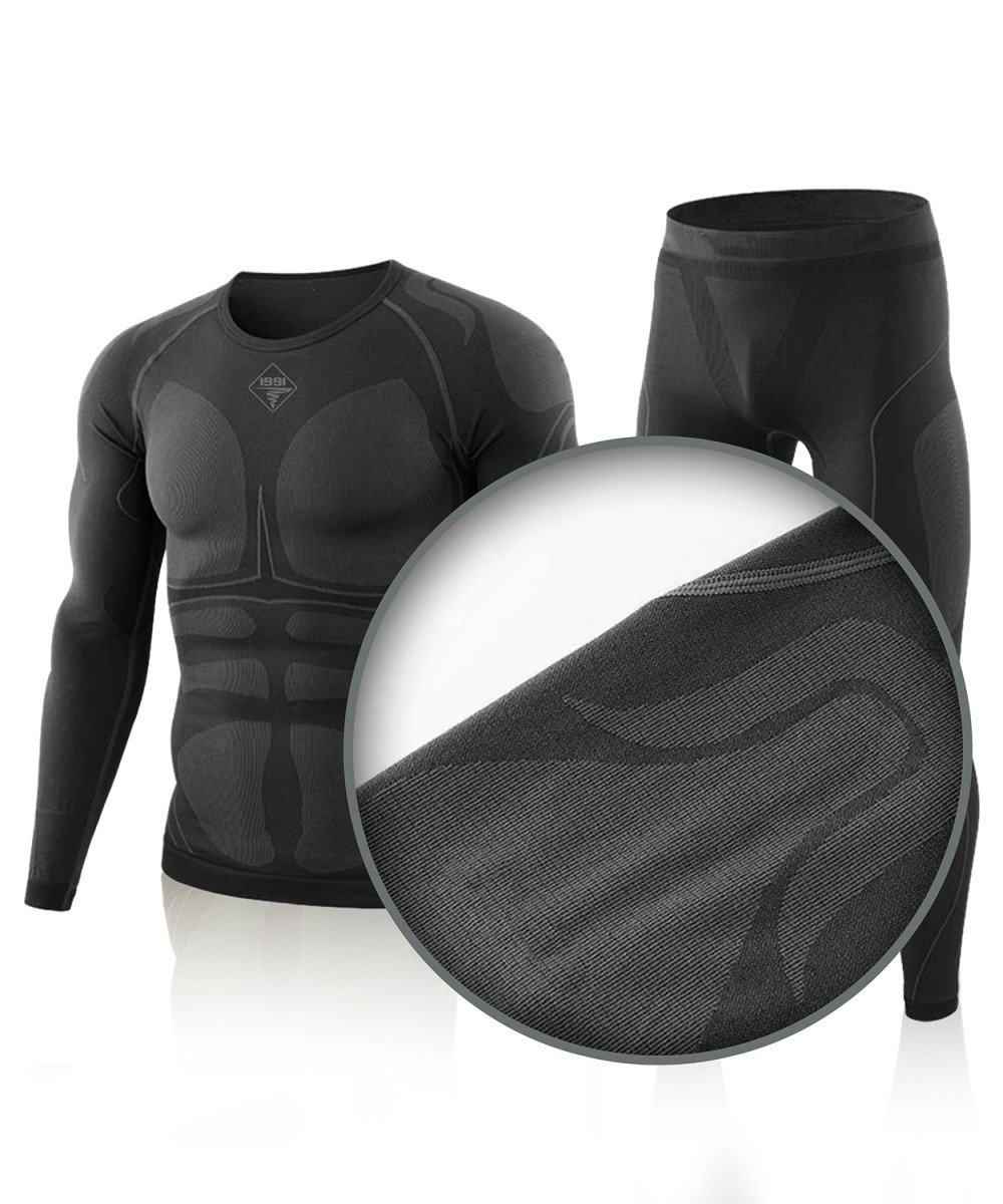 Seamless thermal underwear set "1991" (black)