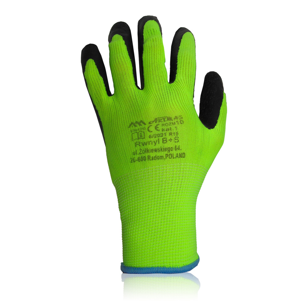 Latex coated synthetic gloves