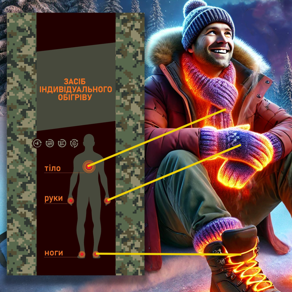 Chemical heating pads (set) for warming feet, hands and body