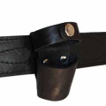 Leather belt pouch under baton/flashlight narrow