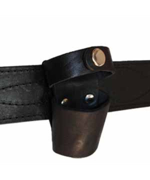 Leather belt pouch under baton/flashlight narrow