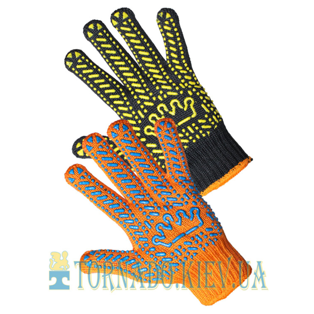 Knitted gloves with PVC dot