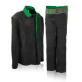 Welder's tarpaulin suit with leather overlays