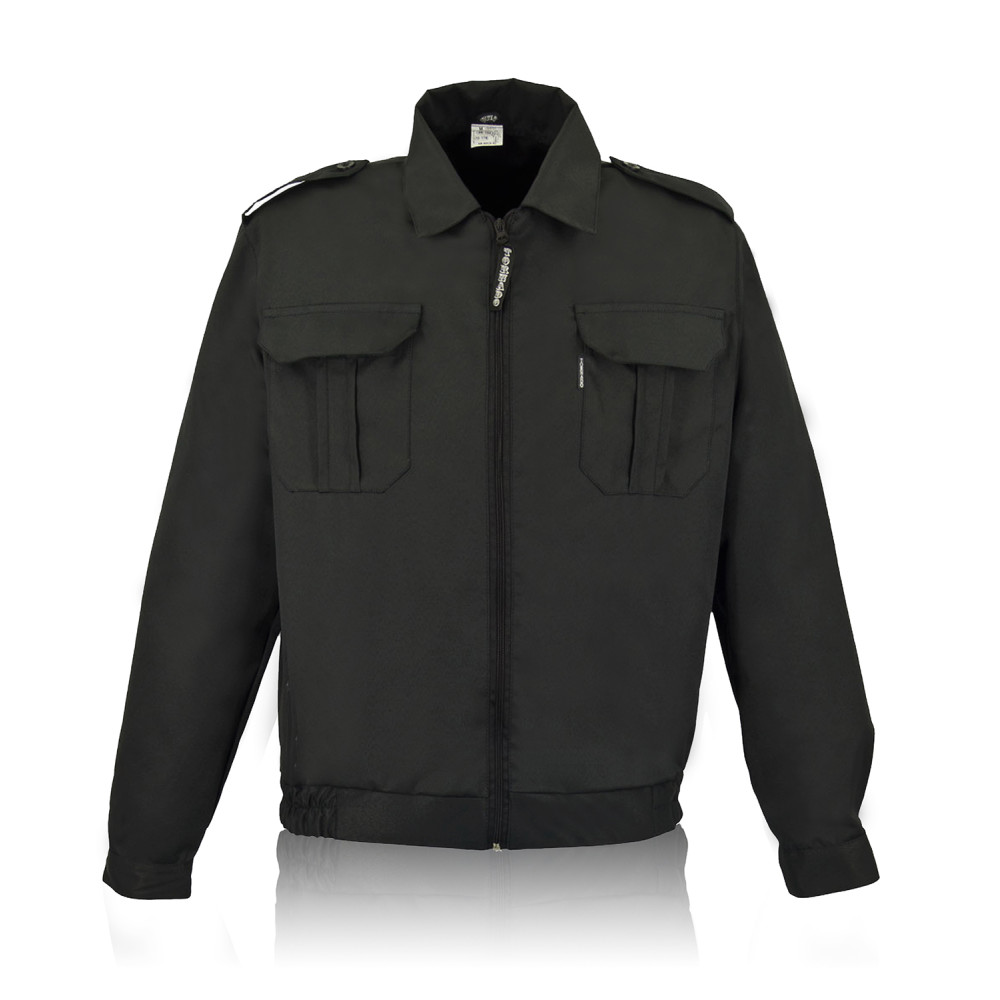 Security guard suits for men "Okhrana-Lux" black made of Rip-Stop fabric.