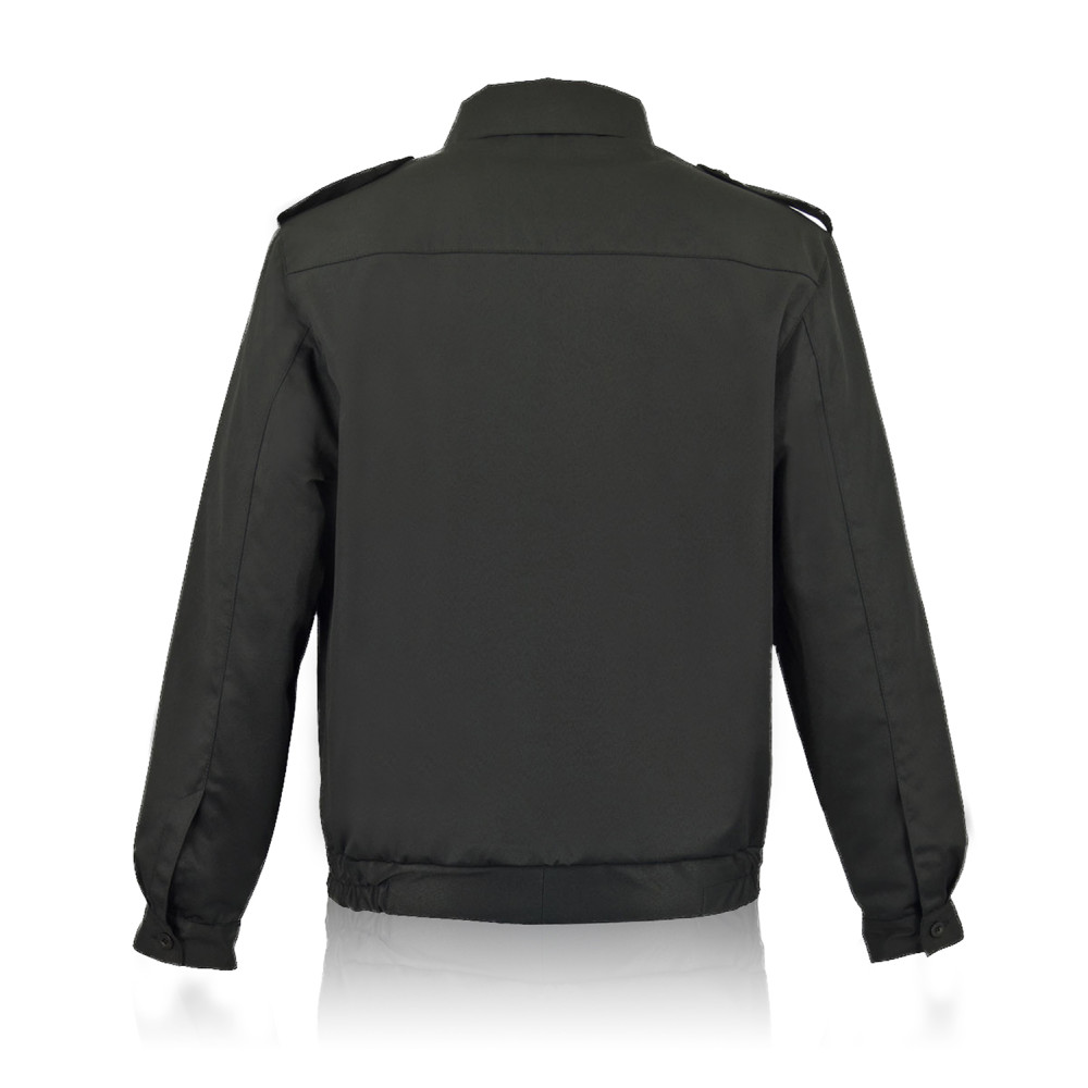 Security guard suits for men "Okhrana-Lux" black made of Rip-Stop fabric.