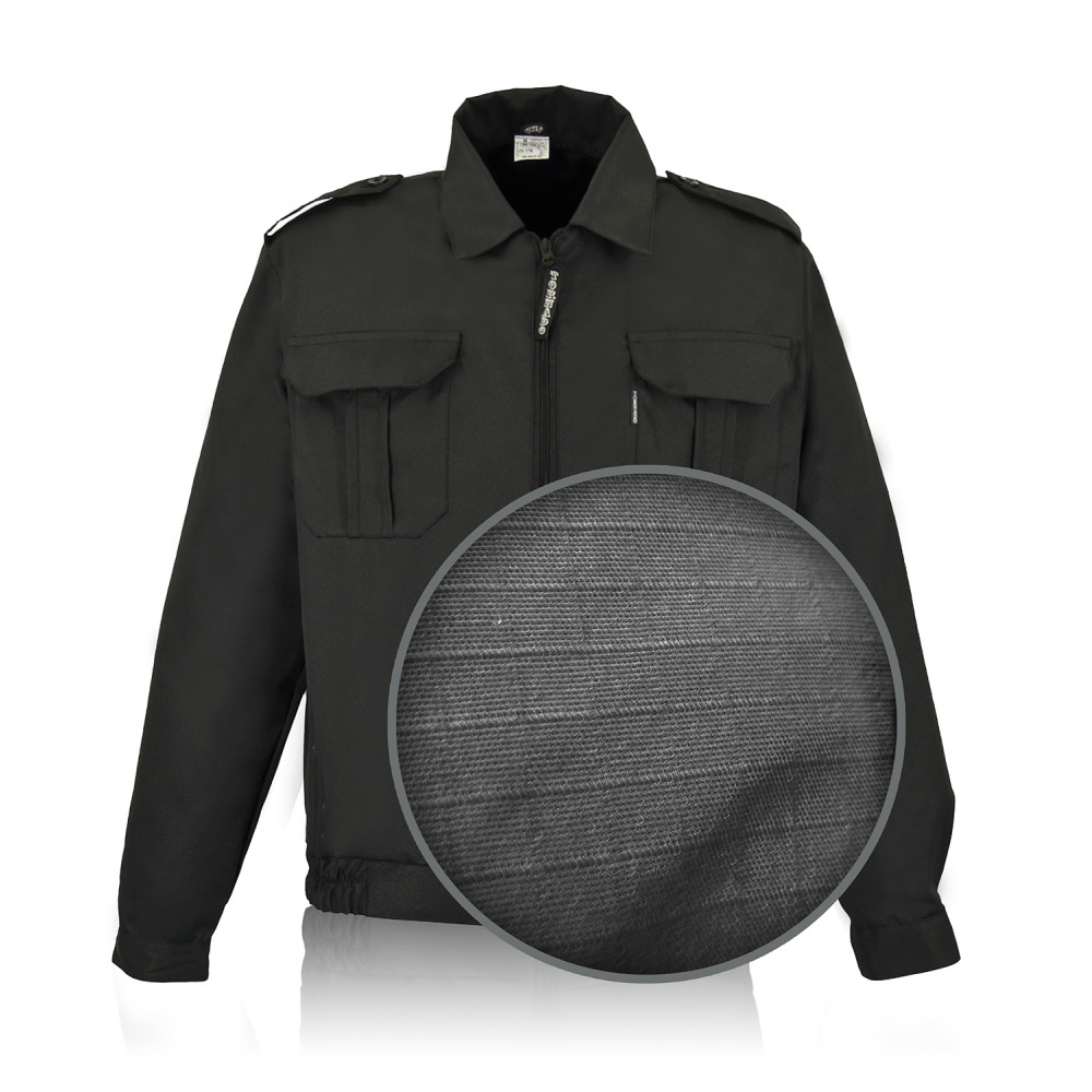 Security guard suits for men "Okhrana-Lux" black made of Rip-Stop fabric.
